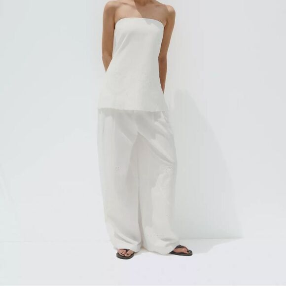 ZARA EMBROIDERED PANTS - Picture 8 of 8